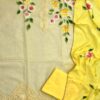 Women Yellow & Beige coloured dress material with embellished dupatta