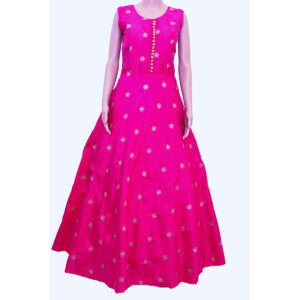 Woman Pink coloured embroidered ethnic gown