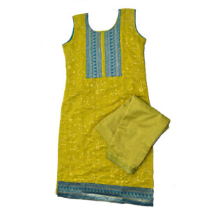 Women Yellow embroidered kurta with palazzo
