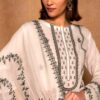 Women White coloured embroidered dress material with dupatta