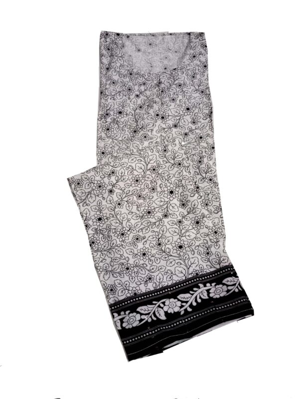 Women White & Black embellished dress material with dupatta