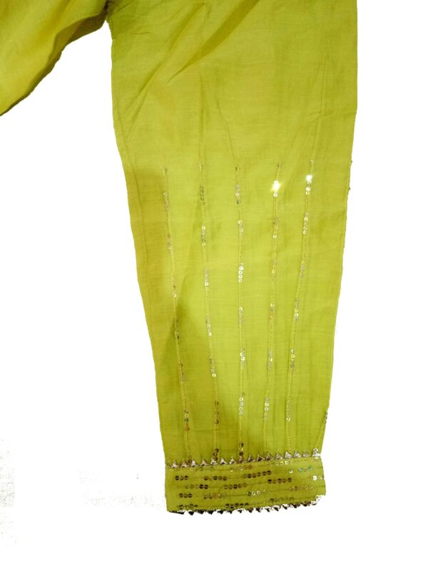 Women Green coloured embellished dress material with dupatta