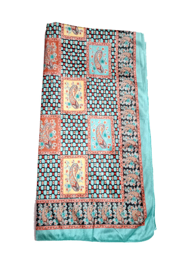 Women Light blue coloured embellished Pashmina dress material with Velvet Stole