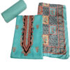 Women Light blue coloured embellished Pashmina dress material with Velvet Stole