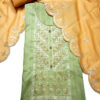 Women Green & Yellow coloured embroidered dress material with embellished dupatta