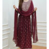 Maroon printed Naira Cut kurta set