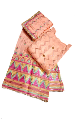 Women Semi stitch embellished dress material with dupatta