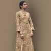 Women floral printed dress material with pure dupatta (Beige)