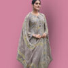 Women floral printed dress material with pure dupatta (Grey)