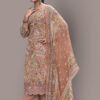 Women floral printed dress material with pure dupatta (Light Brown)